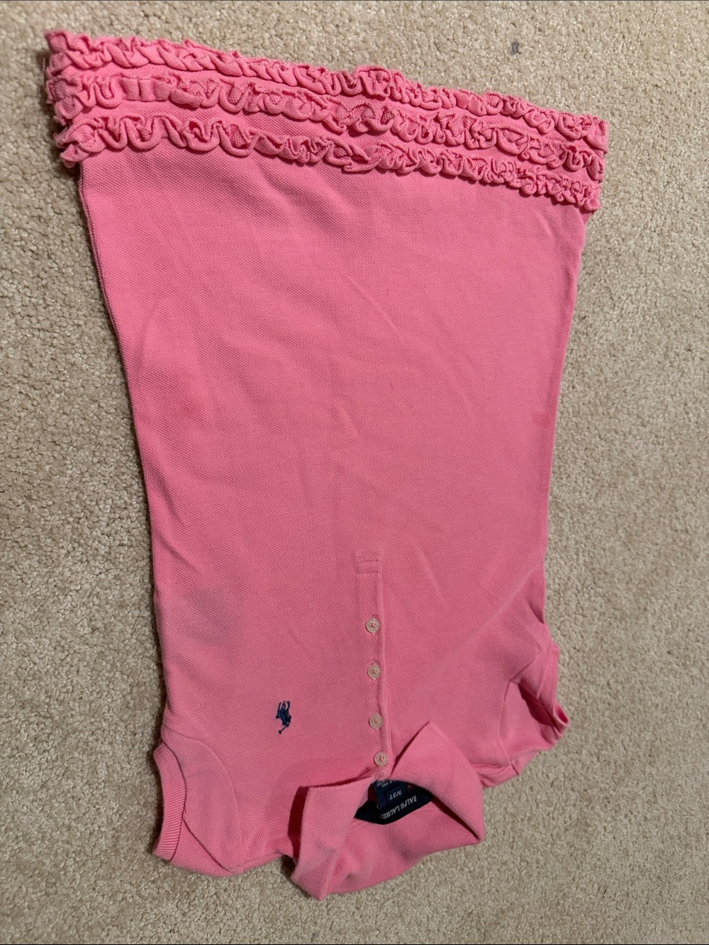 Ralph Lauren Pink Ruffle-Trim Polo Dress